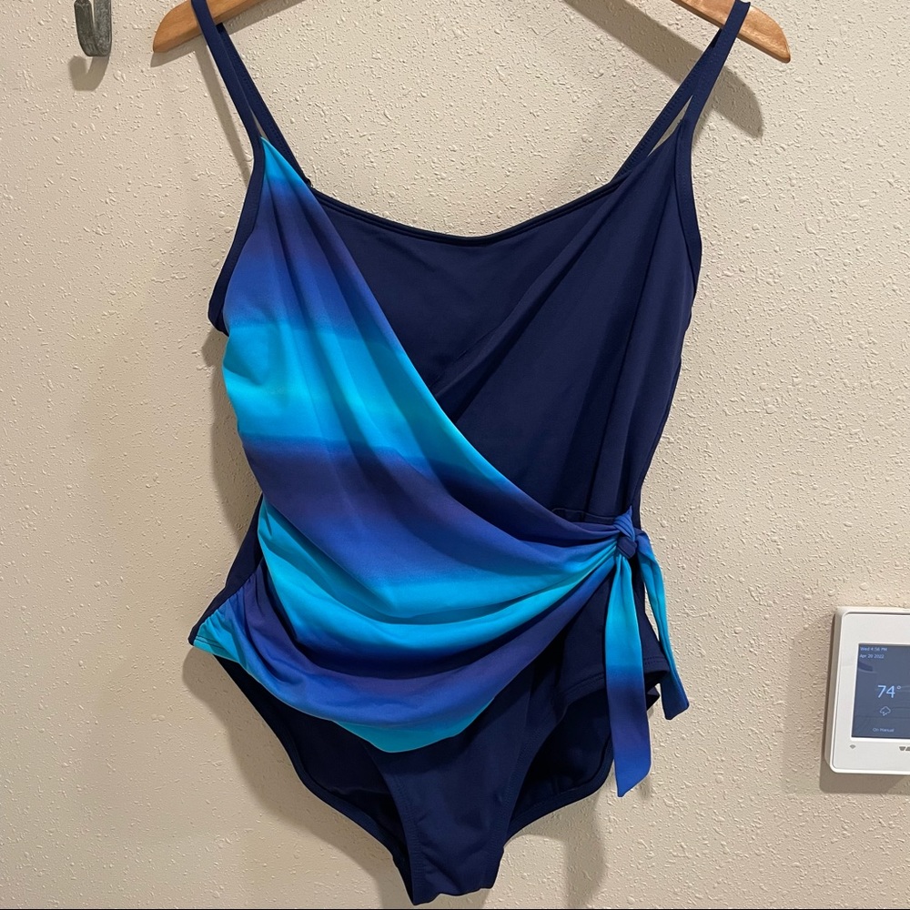 Liz Claiborne One Piece Faux Wrap Swimsuit